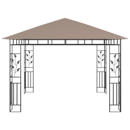 Tuinpaviljoen – Tuinkamer – Pergola – Prieel – Overkapping – Stevig Metalen Frame – Muskietennet Inclusief – 3x3x2,73 Meter – Taupe Kleur