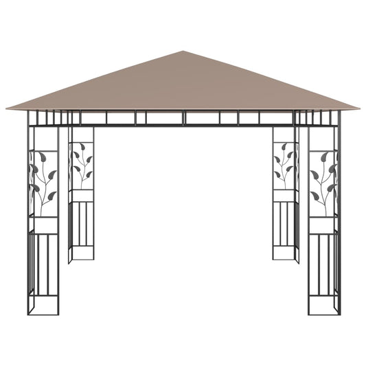 Tuinpaviljoen – Tuinkamer – Pergola – Prieel – Overkapping – Stevig Metalen Frame – Muskietennet Inclusief – 3x3x2,73 Meter – Taupe Kleur