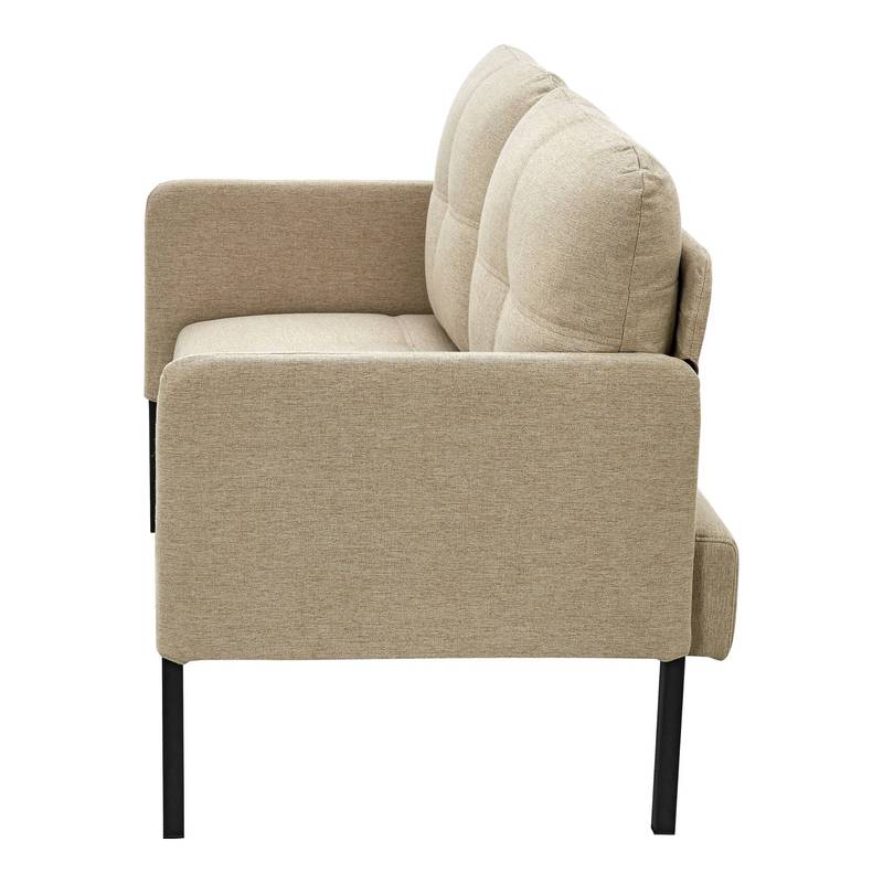2-Zits Bank – Tweezitsbank – Houtribank – Zithoekbank – Compact Bankje – Beige Kleur – Stevig Houten Frame – Met Twee Rugkussens