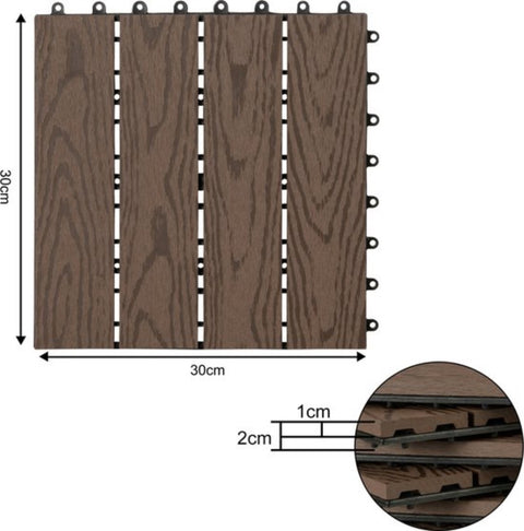 Patio Tuintegels - Kliksysteem - Donkerbruin - 30x30x2 cm