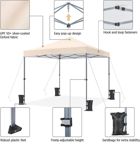 Pop-up tuinpaviljoen - 3x3m - met UV-bescherming en verstelbare hoogte - Waterdicht - Gemakkelijk te verplaatsen - Beige