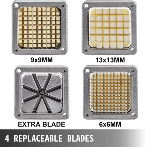 Elektrische Groentesnijder - Frietsnijder - Keukenmandoline - Groentesnijder - met 4 Verschillende Messen - Uiensnijder - Frietsnijder - Multifunctionele Groentesnijder - met Anti-slip - Roestvrij Staal