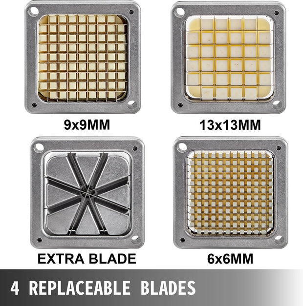 Elektrische Groentesnijder - Frietsnijder - Keukenmandoline - Groentesnijder - met 4 Verschillende Messen - Uiensnijder - Frietsnijder - Multifunctionele Groentesnijder - met Anti-slip - Roestvrij Staal