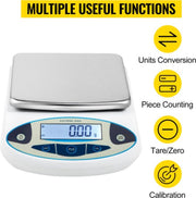 Precisie Weegschaal - Lab Analytische Balans - Keukenweegschaal - Digitaal - 5000G x 0.01G - LCD Scherm - 23x18x6cm