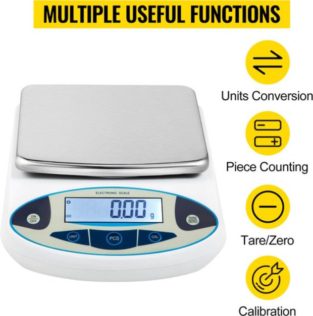 Precisie Weegschaal - Lab Analytische Balans - Keukenweegschaal - Digitaal - 5000G x 0.01G - LCD Scherm - 23x18x6cm