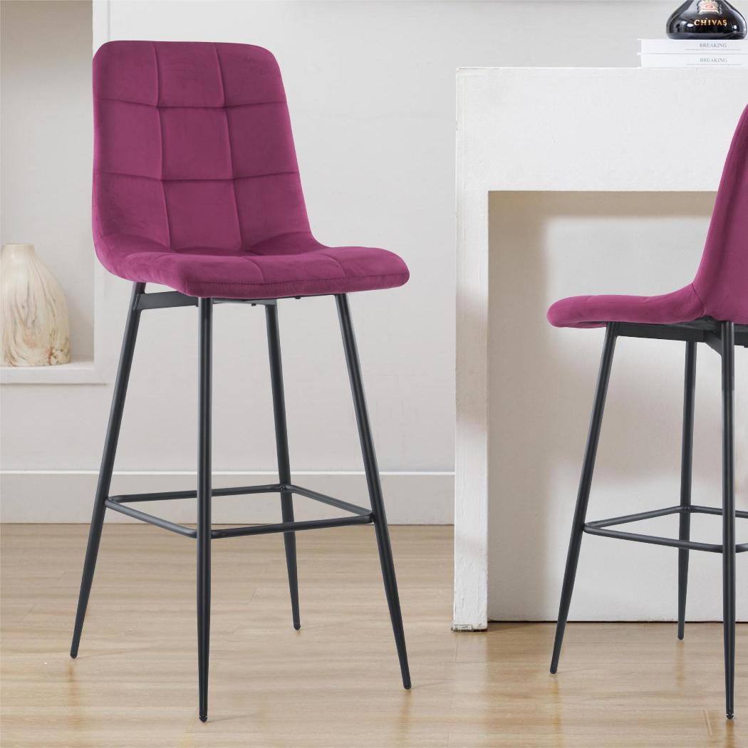 Velvet Fauteuils – Fluwelen Stoelen – Relaxfauteuils – Zithoeken – Loungestoelen – Set Van 2 – Zwarte Houten Structuur – Comfortabele Rugleuning Met Voetensteun – Bordeaux