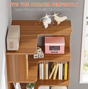 Boekenkast - Hoek Boekenkast met 6 Planken - Industrieel Grote Hoekplank - Spaanplaat - Bruin - 60 x 60 x 165 cm