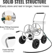 Slanghaspelwagen - Stevige Stalen Constructie - Grote Capaciteit - Een Weerbestendige Coating En Messing Fittingen - Met Antisliphandgreep Waardoor En Vier PU Wielen - Voor Bewateren Van Planten - Geen Slang
