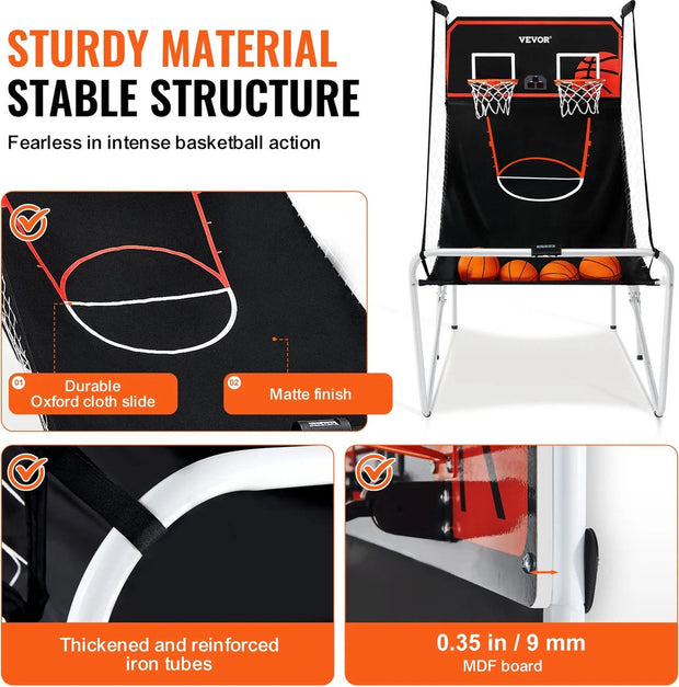 Basketbal Arcade - Inclusief 4 Ballen En Pomp - Opvouwbaar - 80x54x81 inch