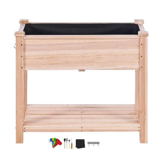 Verhoogde Houten Kruiden/Plantenbak - Plantenbak - Kruidenbak - Groenten Bak - Plantenrek - Verhoogde Plantenbak - Incl Opbergplank - Incl Ophang Haken -