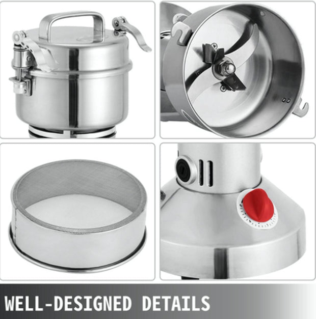 Elektrische Graanmolen - Moutmolen - Specerijenmolen - Spice Grinder - Kruidenmolen Elektrisch - 350G - 1400W - RVS