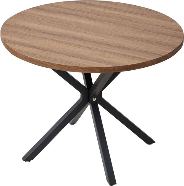 Ronde eettafel - Keukentafel - Ronde keukentafel voor 4 personen - Stalen frame - Hout tafelblad