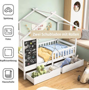 Kinderhuisbed - 90x200cm - Wit - Voor Kinderen - Speelhuis Binnen - Eenpersoonsbed - Kinderbed