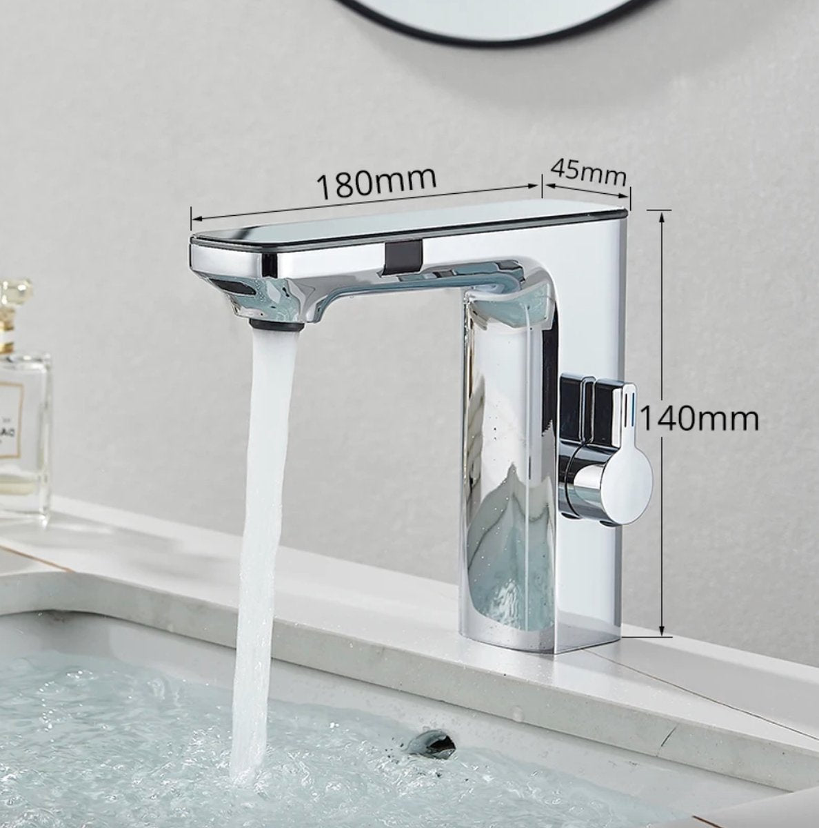 Washbasin Tap - Sensor control - Chrome - Digital LCD display - Cold and Hot Water - Mixer tap