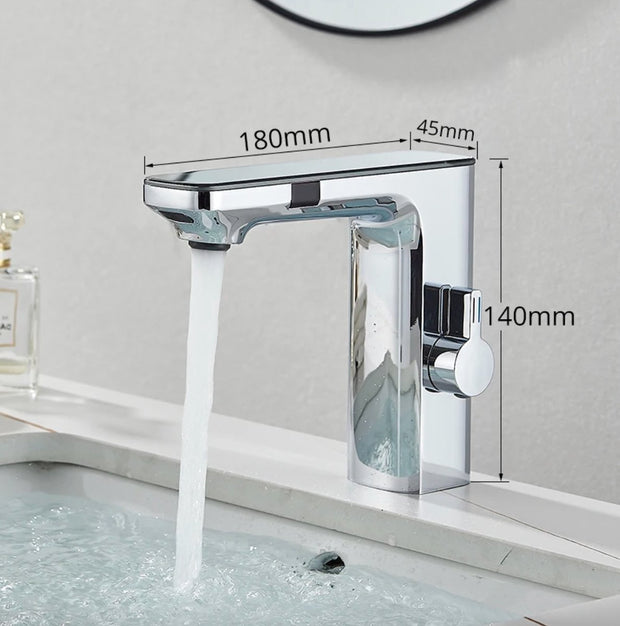 Washbasin Tap - Sensor control - Chrome - Digital LCD display - Cold and Hot Water - Mixer tap