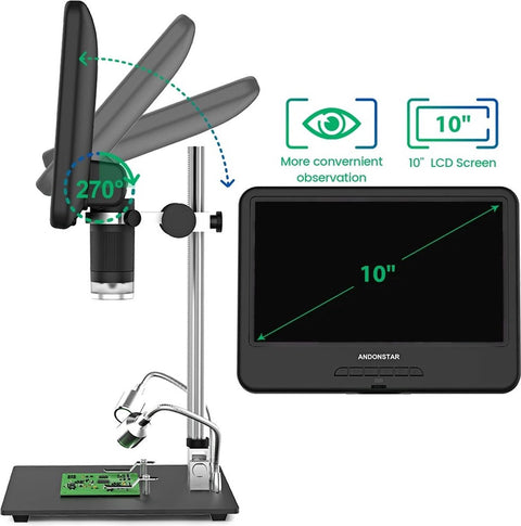 Andonstar AD210 digitale microscoop - 10,1 Inch - LCD scherm - 50-1600X vergroting - Led-invullicht