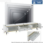 Modern Tv-kast - in Wit - Met een Uniek Patroon - 200x40x46cm - voor Televisie tot 80 inch - Twee Deuren - Kabelbeheer