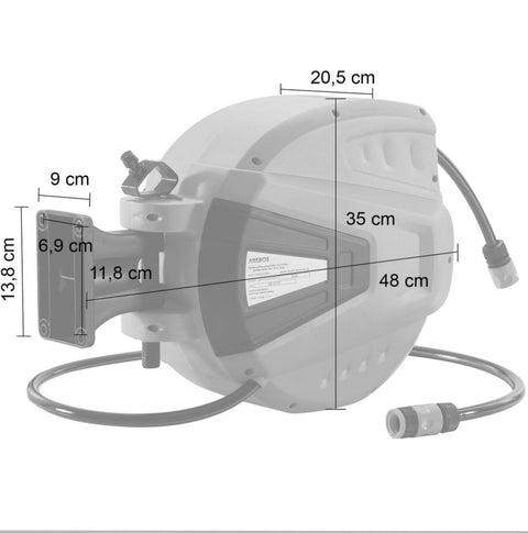 Tuinslanghaspel - Tuinslang - Waterslangslang met Snelkoppeling - 20 m - Grijs