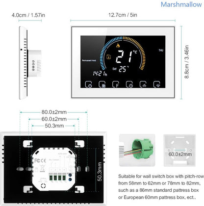 WiFi Slimme Programmeerbare Thermostaat – LCD Touchscreen - Spraakbesturing - APP-bediening - Energiezuinig - Geavanceerde Temperatuurregeling