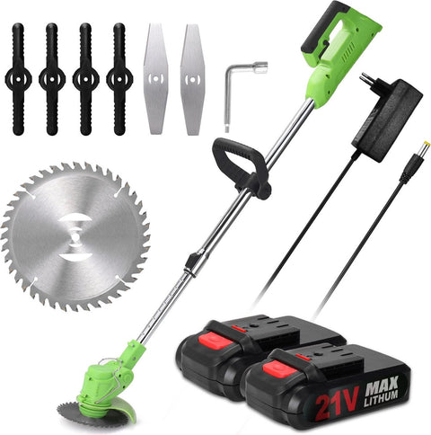 Sattire - Bosmaaier - Elektrische Bosmaaier - Grastrimmer op Accu - Onkruidborstel 1880W - 2x Accu 21V - 18000Rpm