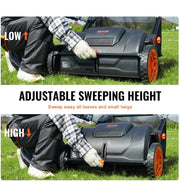 Gazonveger - Bladverzamelaar - Kunstgras borstelmachine - Duwmodel - Tuinruimer - Gazonveger Kunstgras - 53 cm Werkbreedte - 100 Liter Opvangbak - Zwart