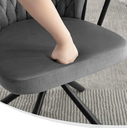 Eetkamerstoel - Set van 2 stoelen - Fluweel eetkamer stoel - Eettafel stoel - Fauteuil - Velvet - Armleuning - Draaibaar - Zwarte Poot - Grijs