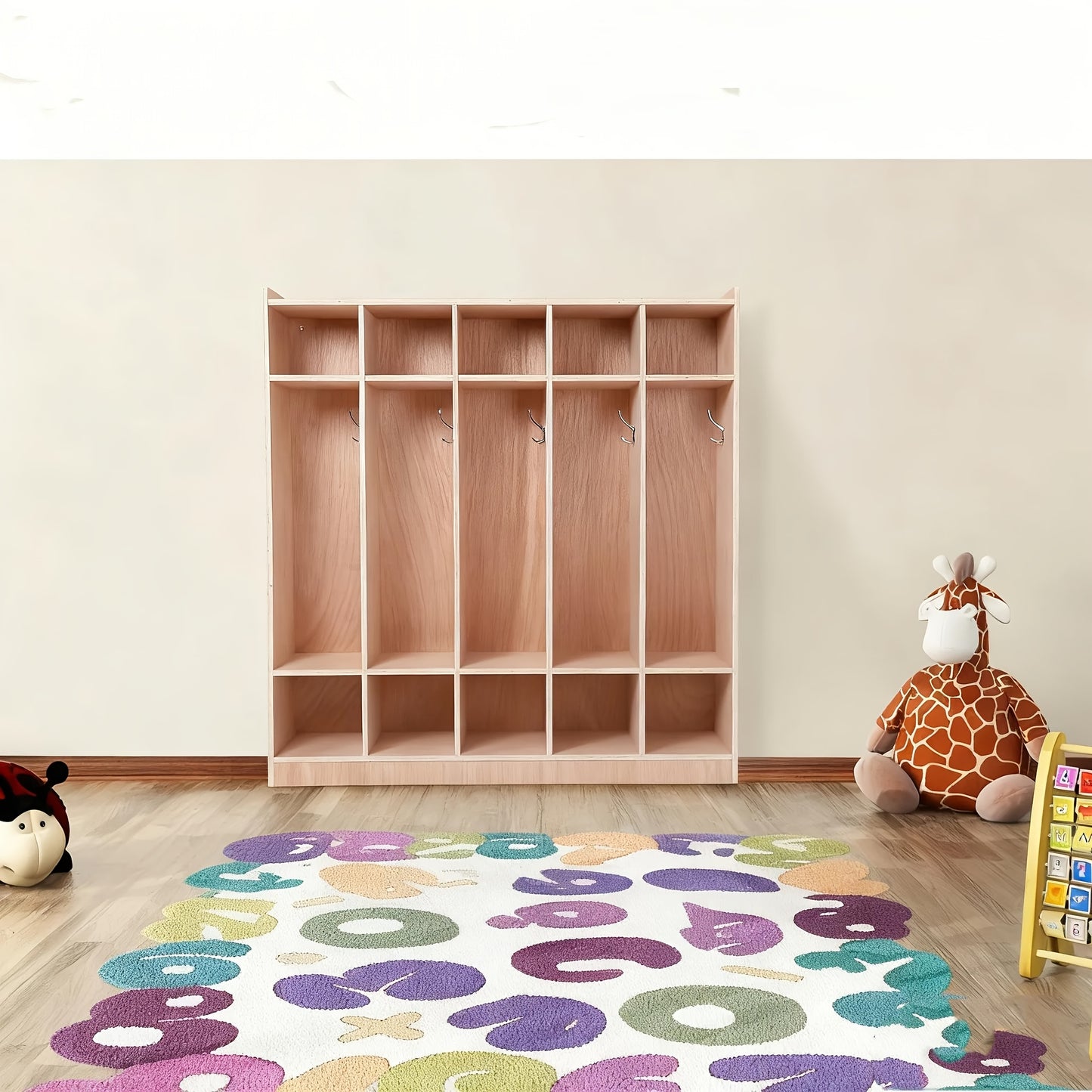 Large Entryway Storage Cabinet with 5 Large & 10 Small Compartments, Heavy-Duty Non-Wood Organizer with - Easy Assembly -Standing Coat Rack for Hallway, Foyer, Lobby - Compatible with most entryway layouts