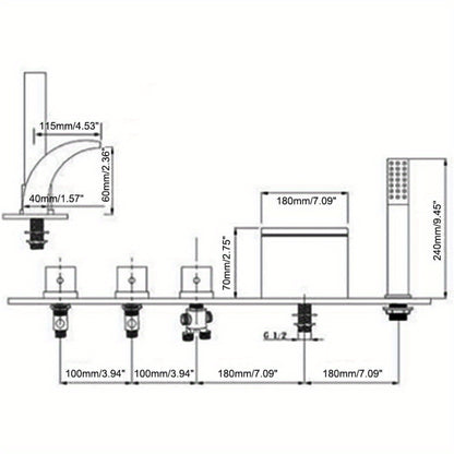 Badkraan – Badmengkraan – Thermostaatkraan – Mengkraan – Douchekraan – Waterval Uitloop – Handdouche – Messing Chroom – 5-Gats Montage