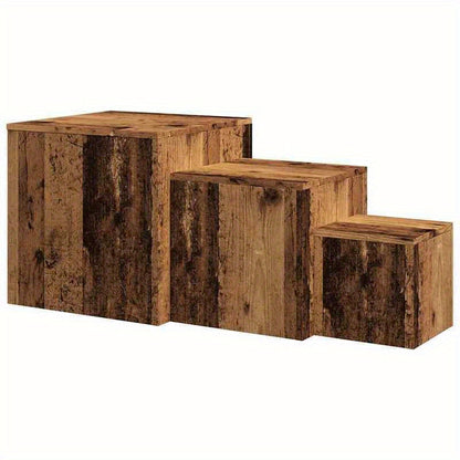Bijzettafels – Salontafel – Bijzettafel – Tafeltje – Houten Tafels – Set Van 3 – Reclaimed Wood Look – Houtachtig Materiaal – Compact En Duurzaam