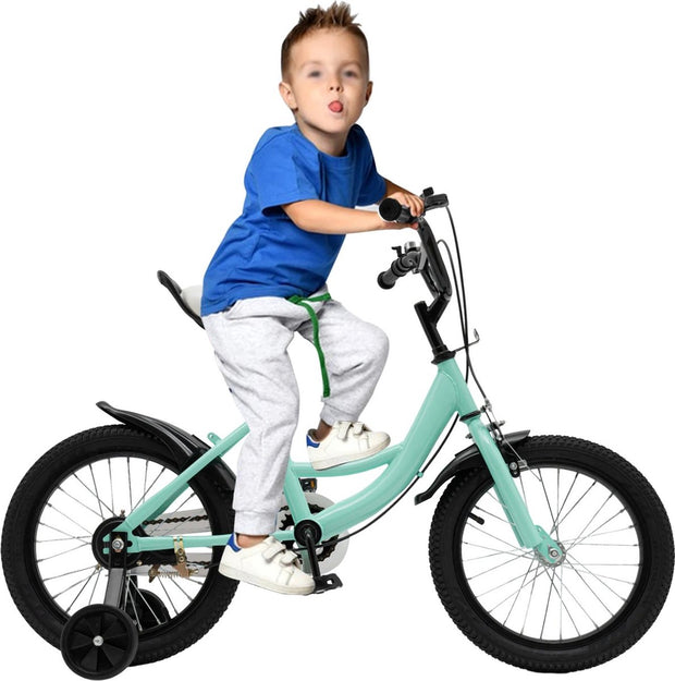 Kinderfiets - 16 Inch - Spelen - 5 tot 8 Jaar - Outdoor - Groen met Zwarte Accenten