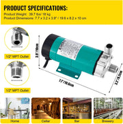 Bier - Bierpomp - Elektrisch - Stille motor -19L/min - Max Opvoerhoogte 3,4m - RVS