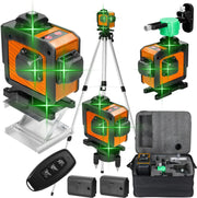 Laserlijn - Kruislijnlaser - 16 Lijnen - 4D - 2x Accu - Afstandsmeter - Groen - Met Accessoires - 360° - 520Nm