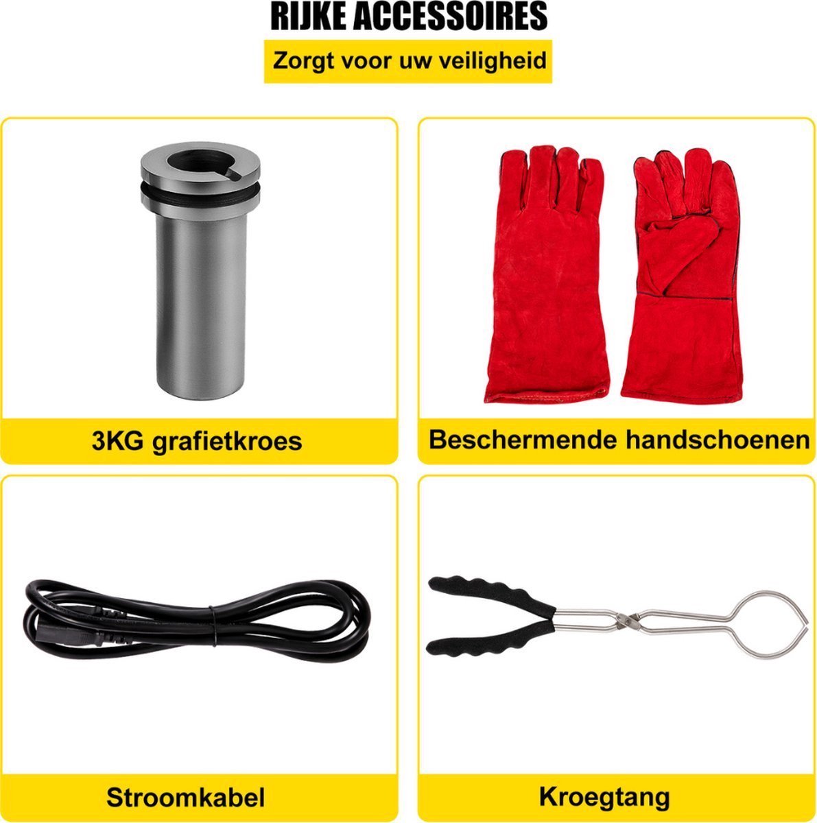 Smeltoven Elektrisch - Smeedoven Metalen - Smeltkroes Grafiet - Inclusief Volledige Set - 2KG