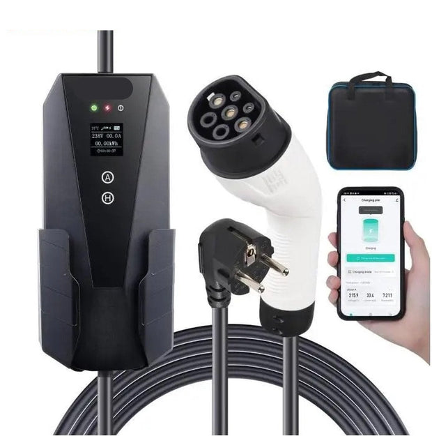 Autolader - Laadkabel - Auto Laad Kabel - 1 Fase - 3.7KW - Met lcd - Met App Bediening - 8.6M - Type 2 - Universeel