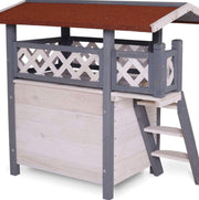 Kattenren - Kattenhuis - Kattenverblijf buiten - Grijs - Kattenhuis voor buiten - Kattenhuisje buiten - Kattenhok buiten