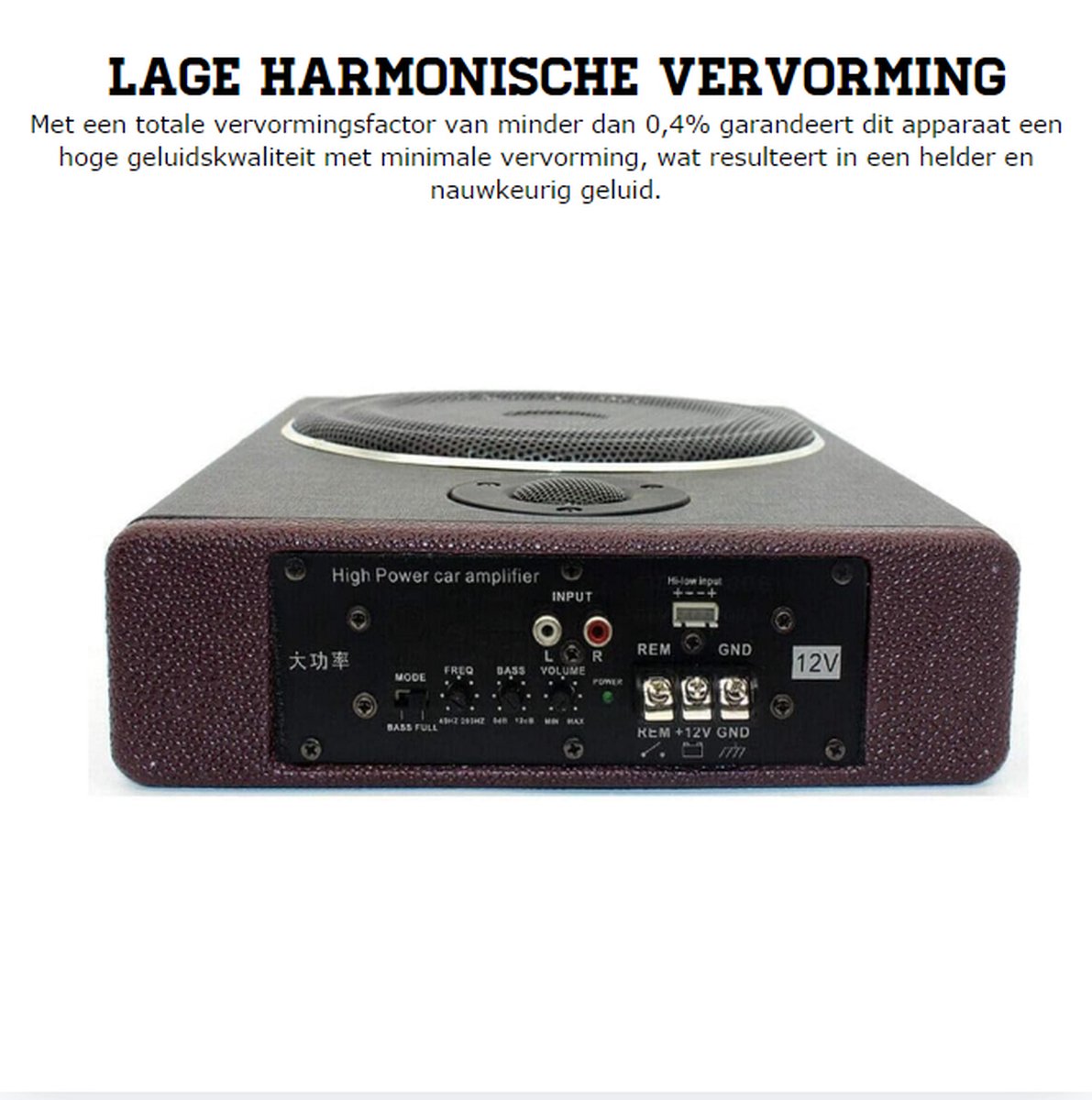 Subwoofer Auto - Subwoofer Auto Met Versterker Hoog Vermogen -   Actieve Instelbare - Bass Boost - 600W - 20Hz - 150Hz - Zwart