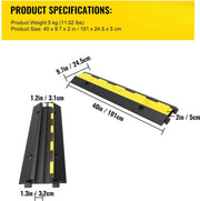 Kabelbeschermer - Kabelgoot - Kabelbrug - Drempel - Rubber - 4 Stuks - Extra Stevig - Tot 5000KG - Zwart
