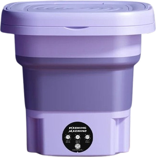Mini Wasmachine - Compact - Energiezuinig - Opvouwbaar - 8L - Ideaal voor Studenten & camping Kamperen - 29.5x29.5x29CM - Paars