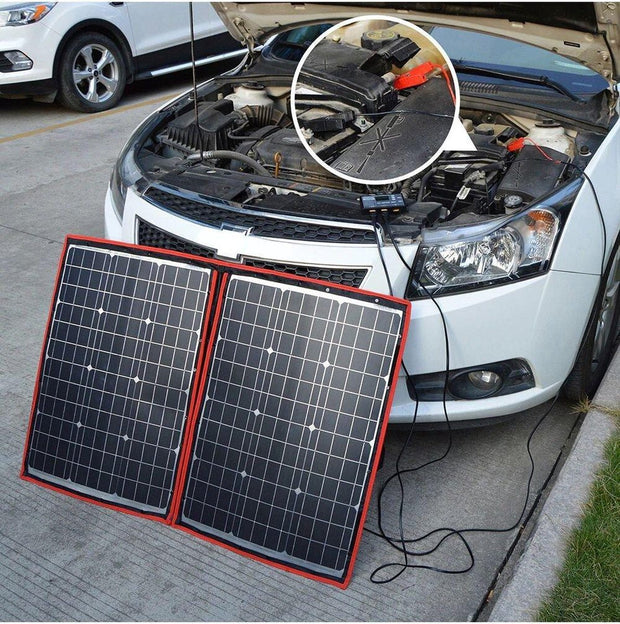 Complete 100W Foldable Solar Panel Set - Monocrystalline Solar Panel - 12V - Daylight Panel - Camper Solar Panel - With Inverter