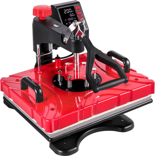Transferpers - Drukmachine - Hittepers - Drukpers - Heat Press Machine - Sublimatie Printer - 38 x 30 CM - 360° Rotatie - 1000W - Sublimatiemachine - Rood