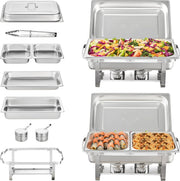 Warming Trays - Buffet Warmer - Hot and Cold Food - Buffet - Warming Trays - Warming Bowl - Stainless Steel - Stainless Steel - 4 Pieces