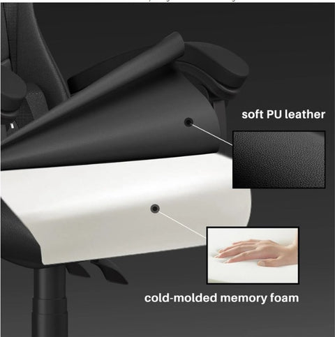 Gaming Chair - Gaming Chair - Ergonomic Pu Leather Computer Chair - Office Chair with Headrest and Lumbar Support - Racing Chair Black/Orange