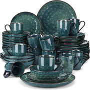 Vancasso Serviesset Groen 48 stuks - Met Mok - Glazuur porseleinen Serviesset - Tafelgerei - Chique Serviesset - Groen