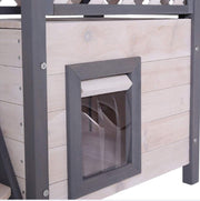Kattenren - Kattenhuis - Kattenverblijf buiten - Grijs - Kattenhuis voor buiten - Kattenhuisje buiten - Kattenhok buiten