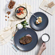 Dinnerware set Blue - Ceramic - 4 large plates - 4 small plates - 4 bowls - 4 cups - 16 pieces - Relief - Blue
