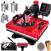 Transfer Press - Printing Machine - Heat Press - Printing Press - Heat Press Machine - Sublimation Printer - 38 x 30 CM - 360° Rotation - 1000W - Sublimation Machine - Red