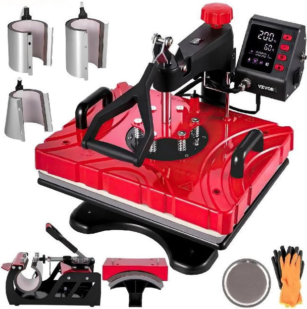 Transfer Press - Printing Machine - Heat Press - Printing Press - Heat Press Machine - Sublimation Printer - 38 x 30 CM - 360° Rotation - 1000W - Sublimation Machine - Red