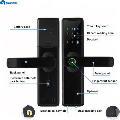 Smartlock - Slim Deurslot - Smart Lock - Vingerafdruk - Toegang Wachtwoord Ic Kaart - Smartlife Ondersteuning