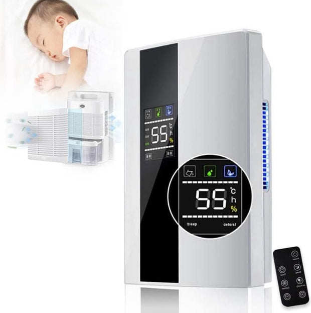 Luchtontvochtiger - 2 in 1 Dehumidifier - Vochtvreter - Ontvochtiger - Luchtreiniging - Draagbaar - Inclusief Afstandsbediening - LCD Scherm - Wit