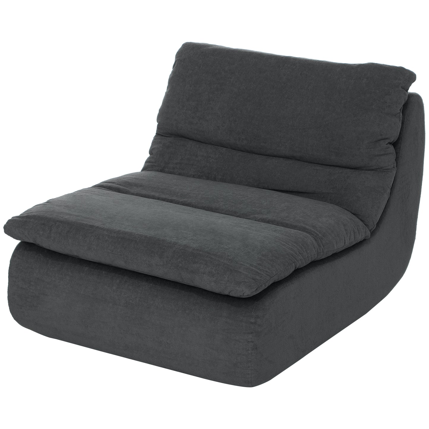 Schuim Loungestoel – Vloerstoel – Relaxzetel – Loungechair – Zitzak – Lichtgewicht & Hoogwaardige Schuimvulling – Elektriciteitvrij & Compact Grijs